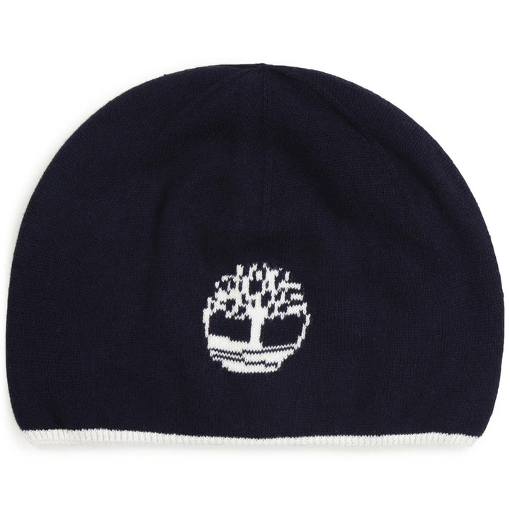 Blue baby hat with embroidery logo