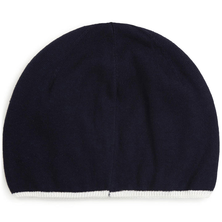 Blue baby hat with embroidery logo