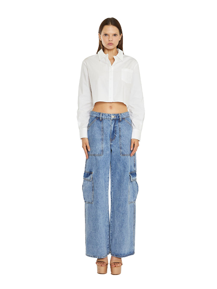Glamorous camicia cropped donna bianca
