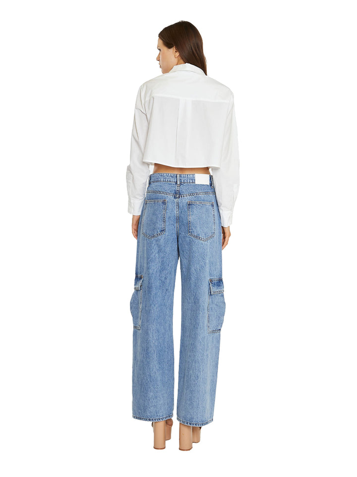 Glamorous camicia cropped donna bianca