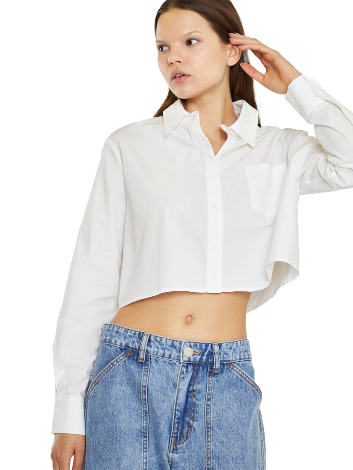 Glamorous camicia cropped donna bianca