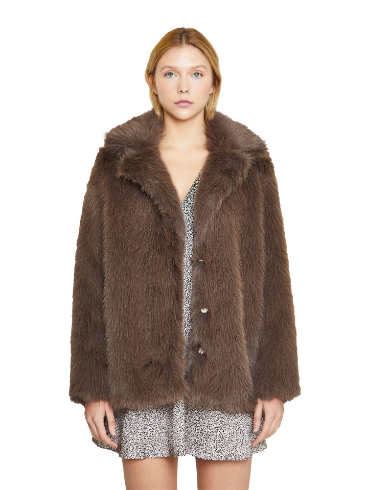 Glamorous cappotto pelliccia donna marrone