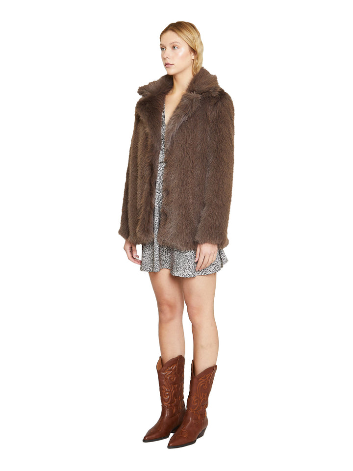 Glamorous cappotto pelliccia donna marrone