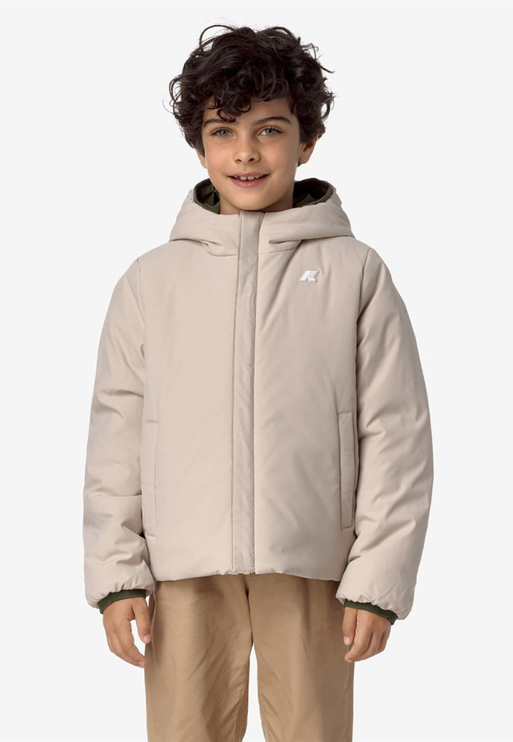 K-WAY Jacket for CHILDREN - Green Cypress - Beige