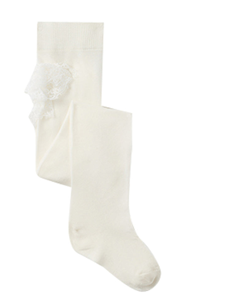 Ecru ruffle tights for girls