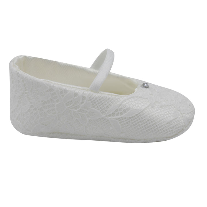 Baby girl baptismal cradle shoe cream