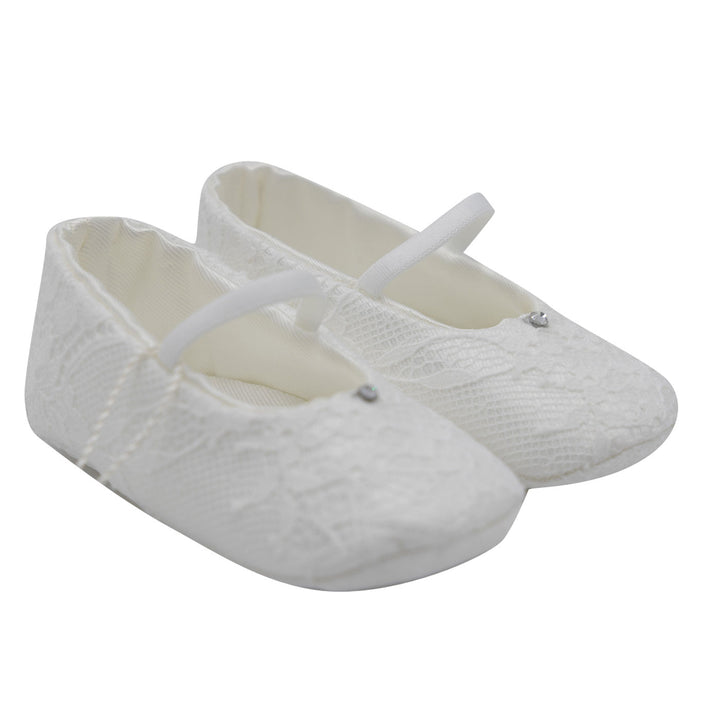 Baby girl baptismal cradle shoe cream