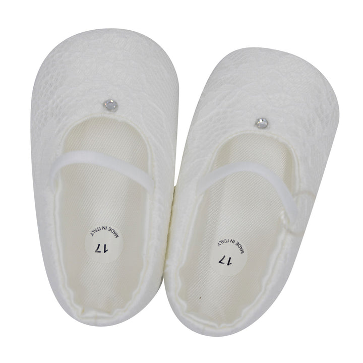 Baby girl baptismal cradle shoe cream