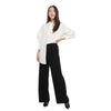 Pantalone donna nero gamba larga