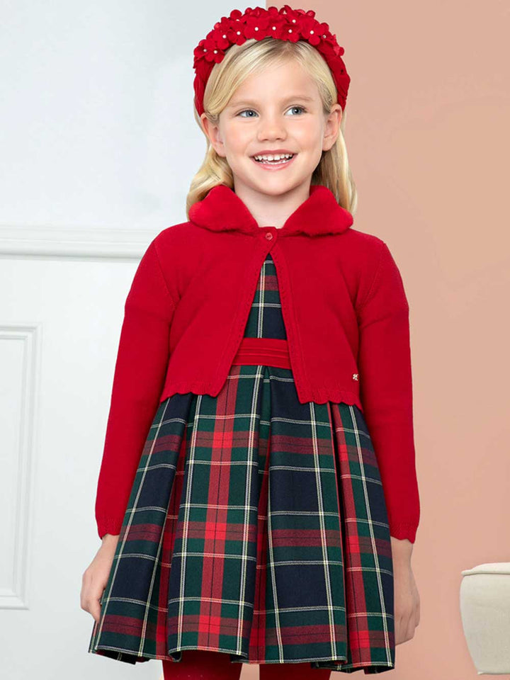 Abel & Lula cardigan bambina rosso pelliccia