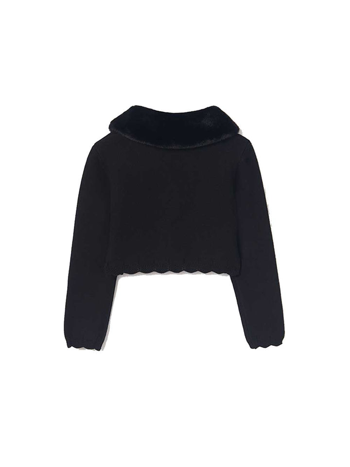 Abel & Lula cardigan tricot collo pelliccia