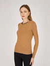 Artigli maglia collo in contrasto di colore caramello