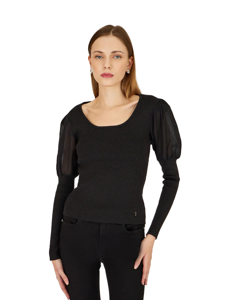 Artigli pullover da donna spalla a palloncino