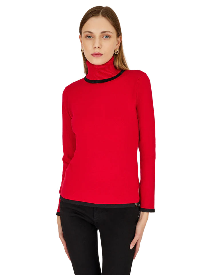 Artigli pullover donna rosso collo alto