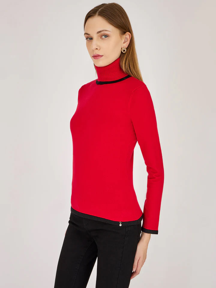 Artigli pullover donna rosso collo alto