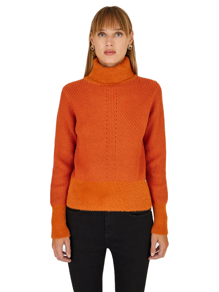 Artigli pullover donna collo alto arancio