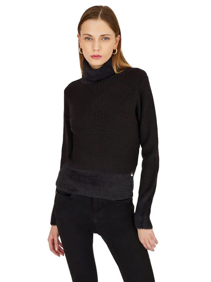 Artigli pullover da donna nero costine