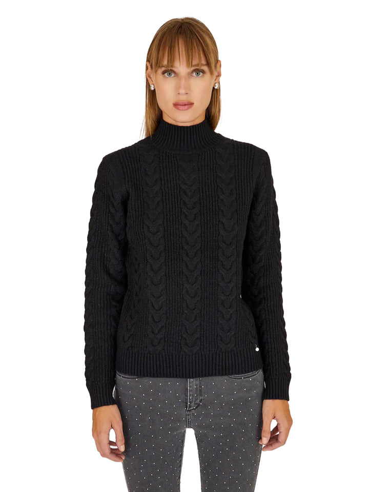 Artigli pullover intrecciato collo alto nero