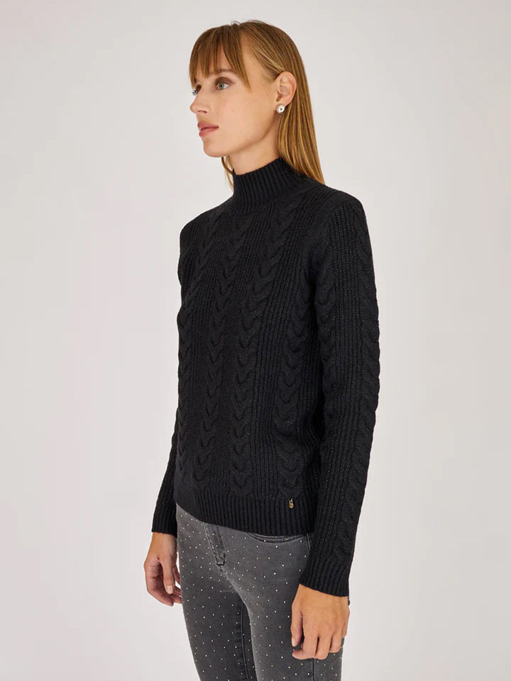 Artigli pullover intrecciato collo alto nero