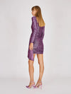 Artigli abito donna manica lunga paillettes viola