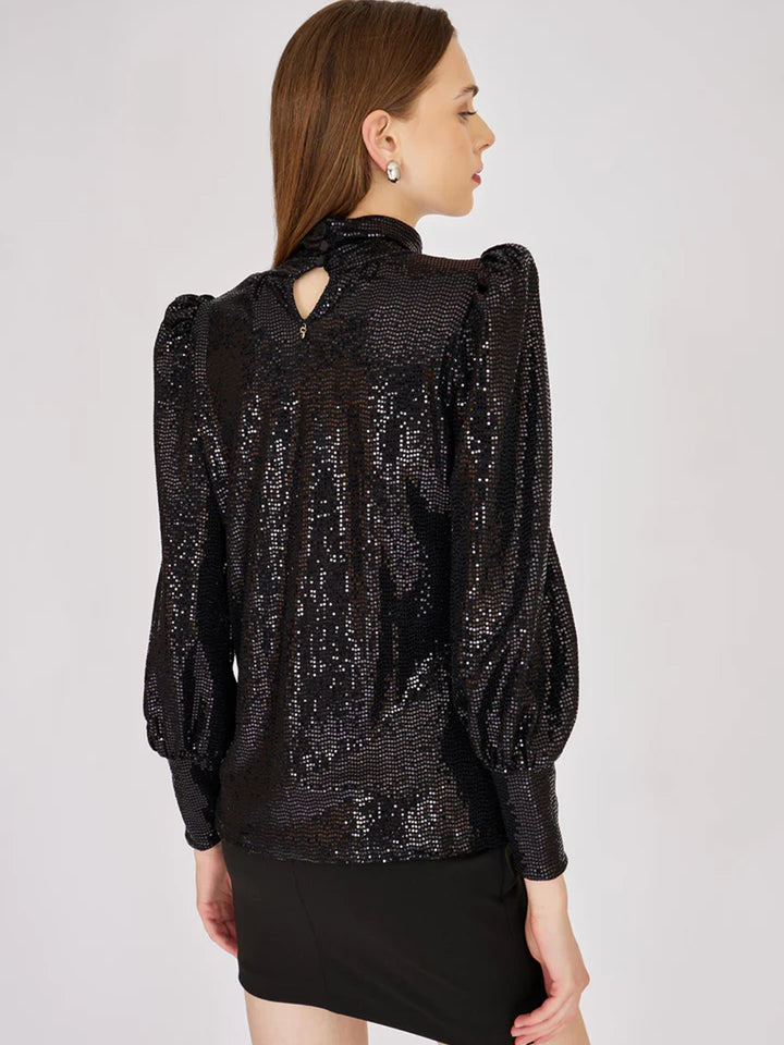 Women's Black Sequin Blouse Claws