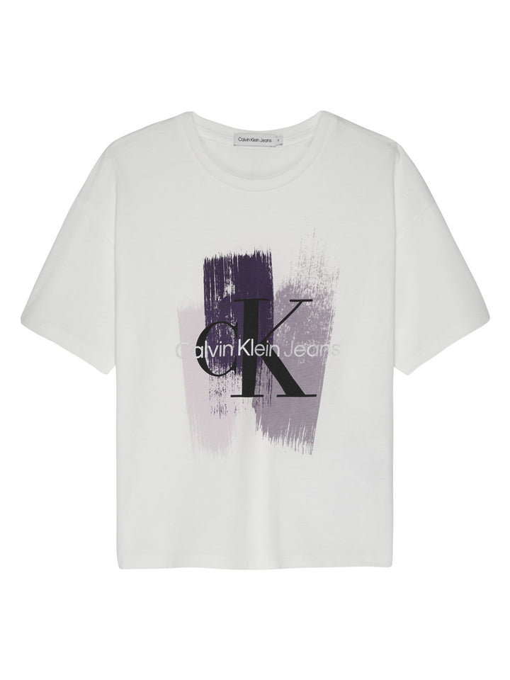 Brush stroke monogram girl's t-shirt