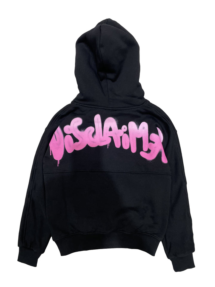 Disclaimer kids hoodie girl teddy bear logo