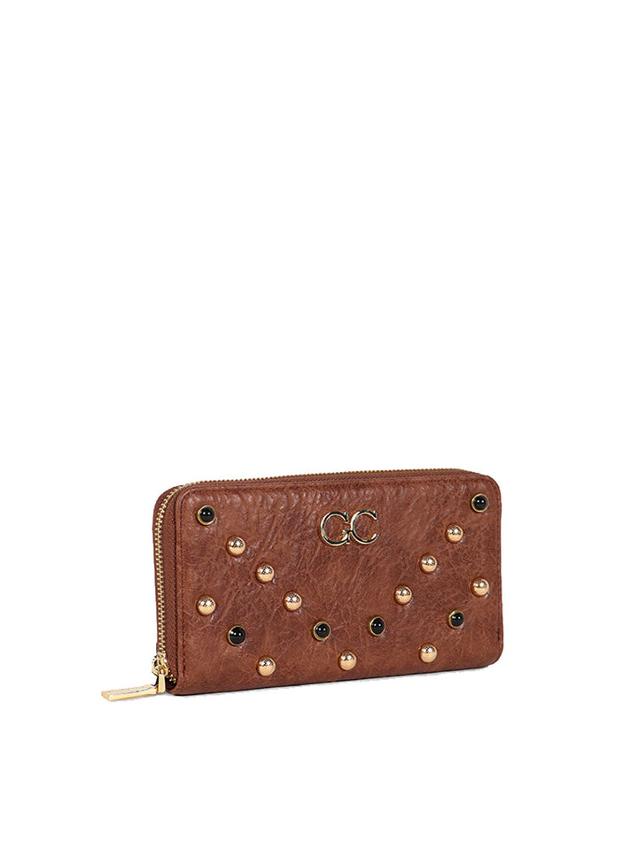 Gio Cellini Stella portafogli donna con borchie marrone