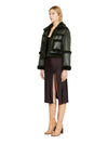 Glamorous green women's sheepskin coat