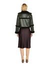Glamorous green women's sheepskin coat