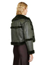 Glamorous green women's sheepskin coat