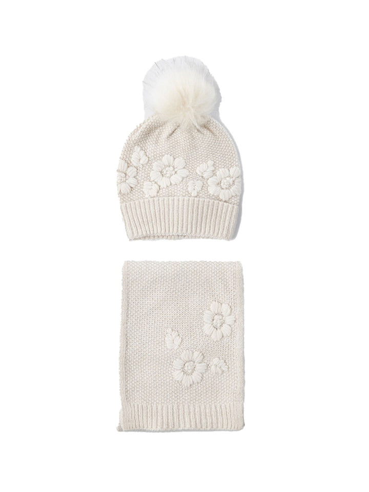 Mayoral complete set for girls scarf hat pom pom