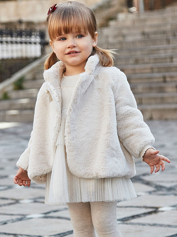 Mayoral cappotto pelliccia bambina beige