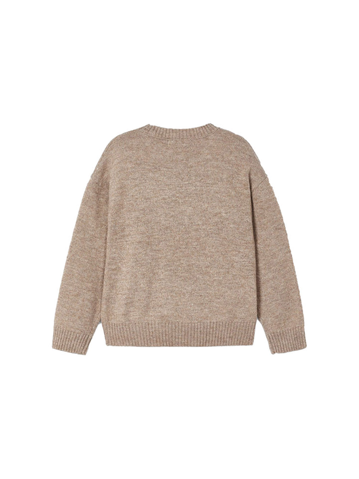 Mayoral beige crew neck sweater for girls