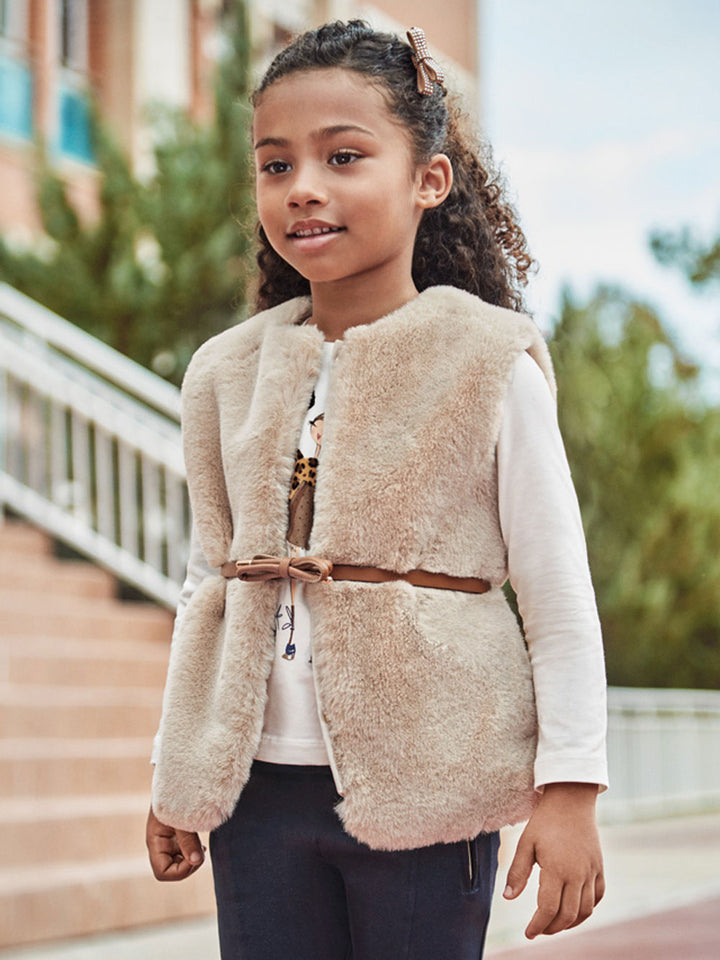 Mayoral gilet pelliccia bambina beige
