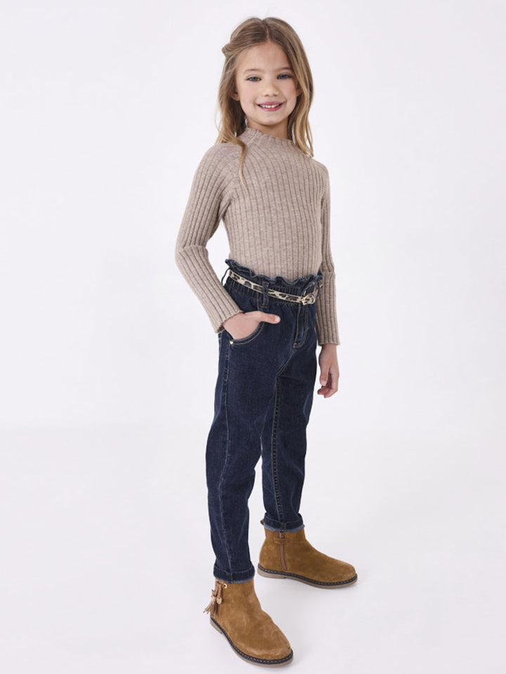 Mayoral jeans for girls high waist with belt