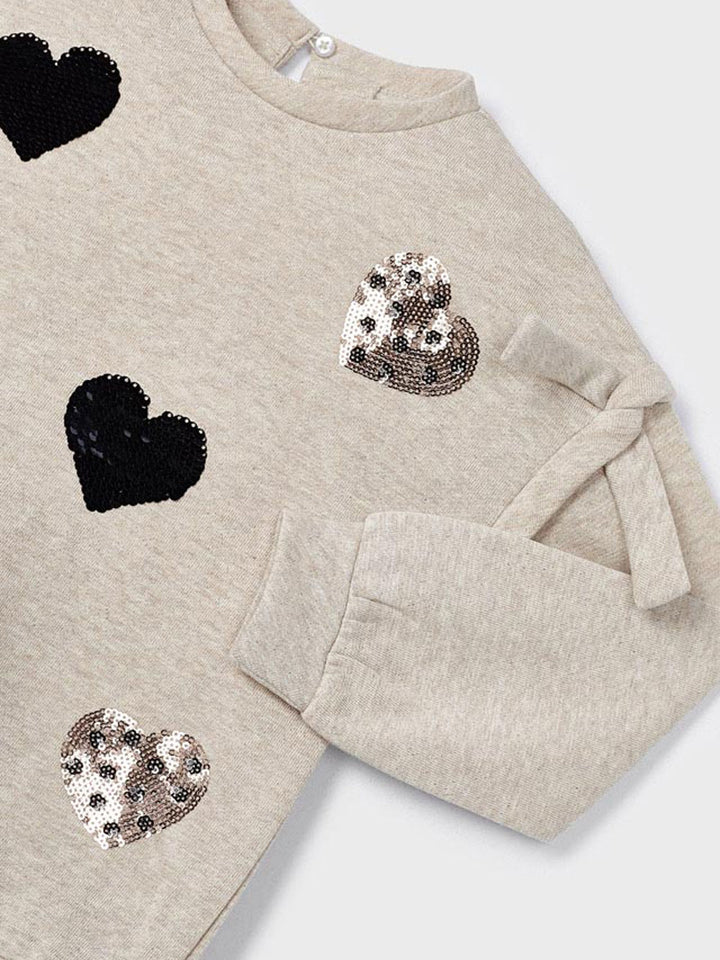 Mayoral completo leggings bambina cuori paillettes