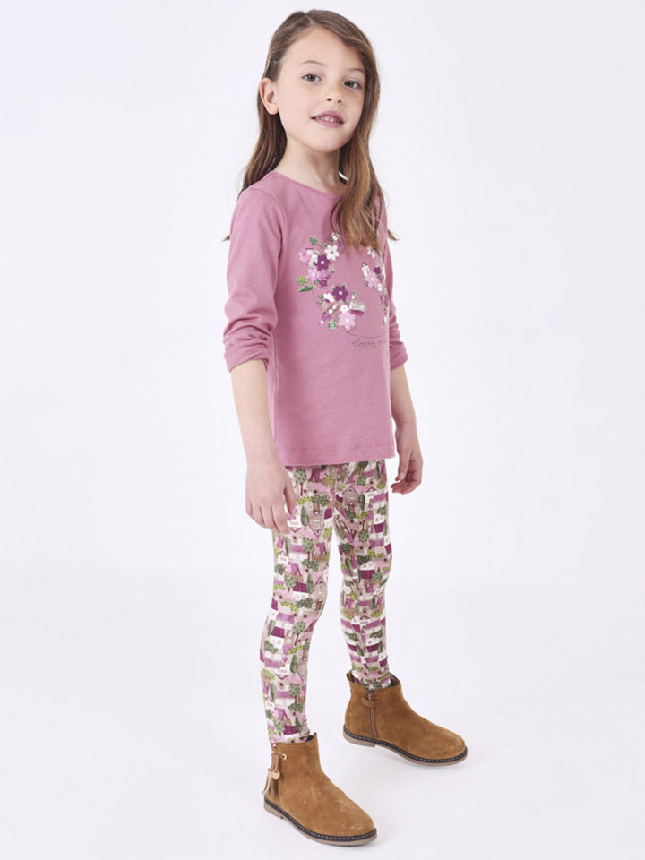 Mayoral completo leggings bambina stampa fiori
