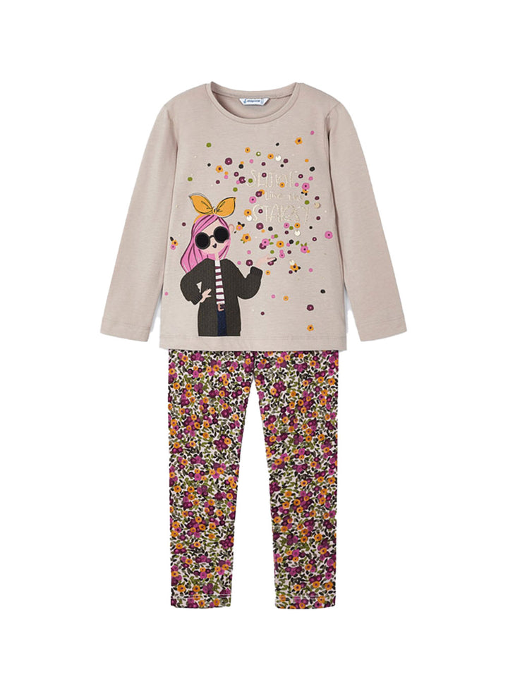 Mayoral completo bambina leggings e t-shirt stampato