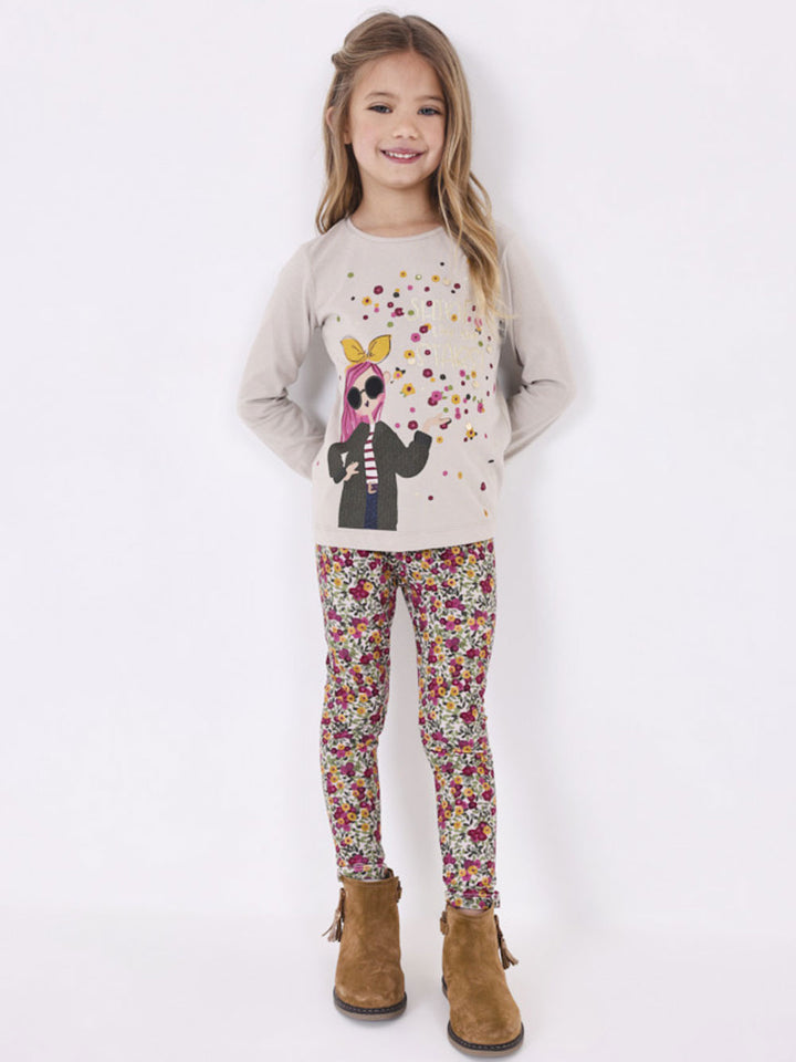 Mayoral completo bambina leggings e t-shirt stampato