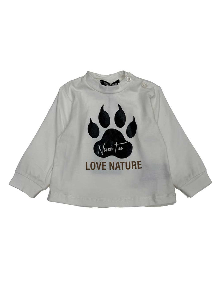 Never Too t-shirt bambino stampata bianco