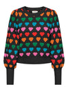 Only Heartbeat pullover girocollo cuori nero