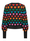 Only Heartbeat pullover girocollo cuori nero