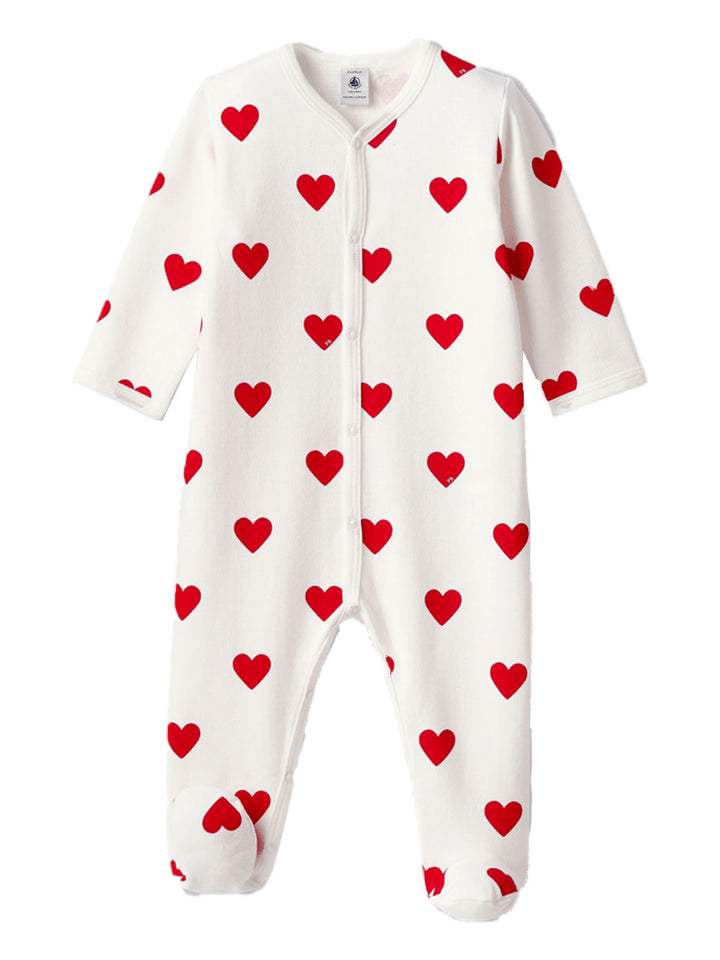 Petit bateau onesie with heart patterned feet