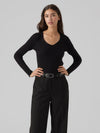 Vmevie women's black V-neck sweater
