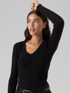 Vmevie women's black V-neck sweater