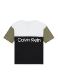T-shirt CALVIN KLEIN JEANS da BAMBINO - Ck Black/ Dusty Olive/ White