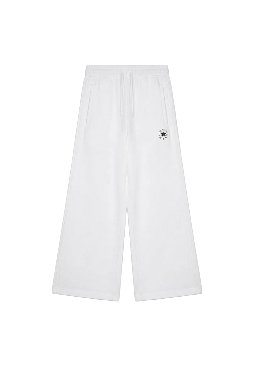 Pantaloni bianchi Converse bambina vista frontale con logo