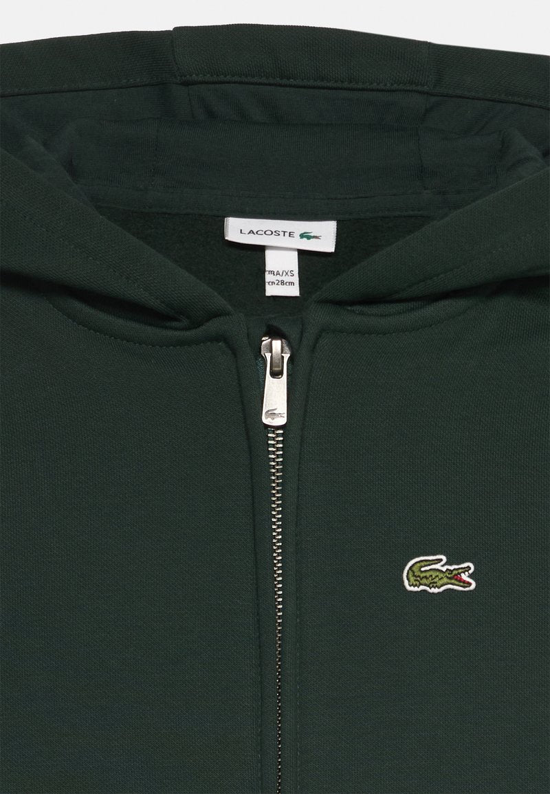 Felpa bambino verde Lacoste 847779 – dettaglio della zip e del logo
