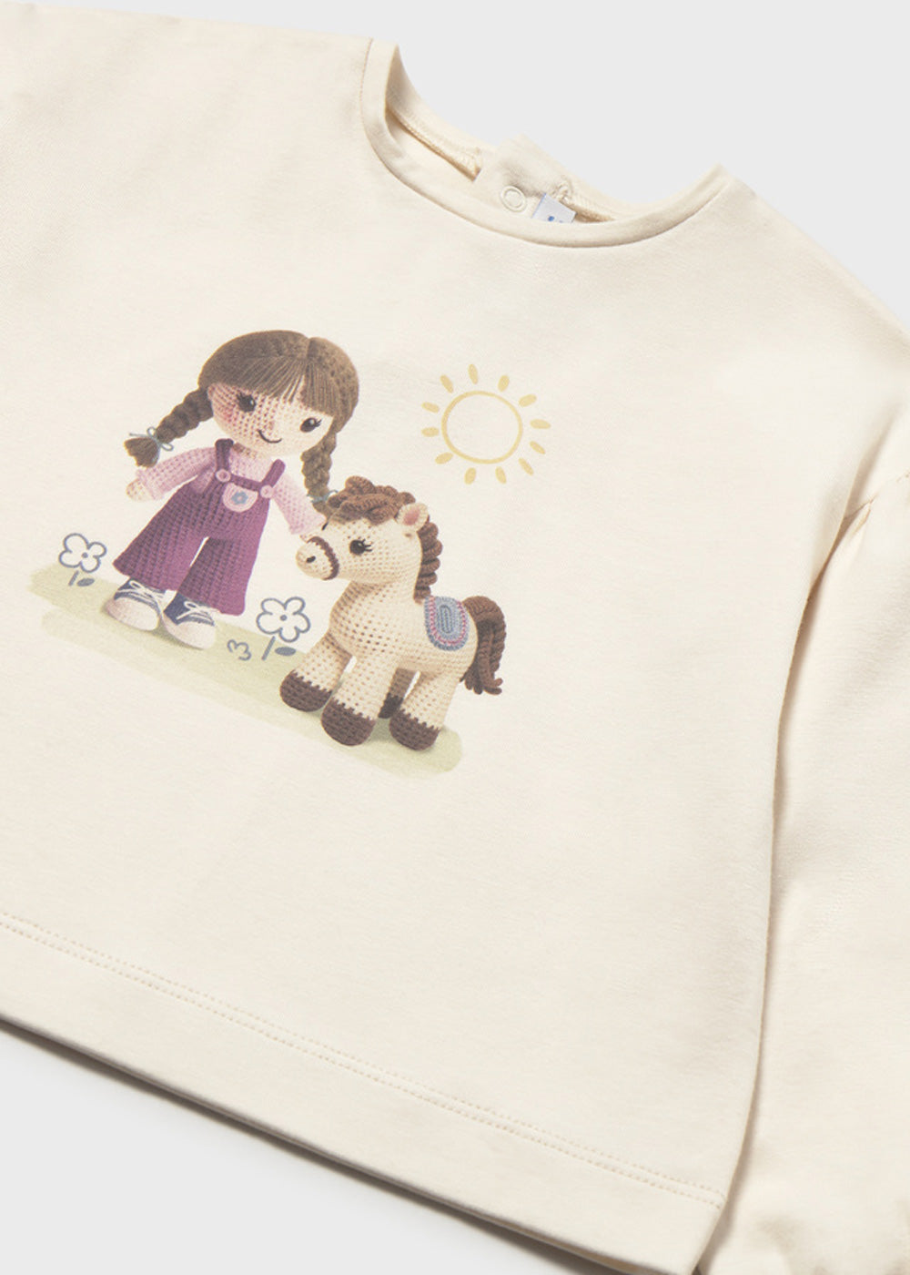 T-shirt da bambina Mayoral 2002 panna con stampa bambina e cane - dettaglio 2